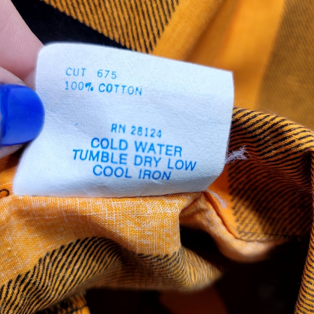 Vintage 70s 80s Joni Blair Dress Womens XS/S Orange Black Buffalo Plaid Cotton - Picture 11 of 11